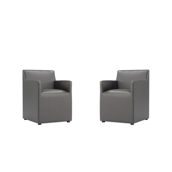 Manhattan Comfort Anna Square Faux Leather Dining Chair in Pewter - Set of 2 2-DC058AR-PE - main